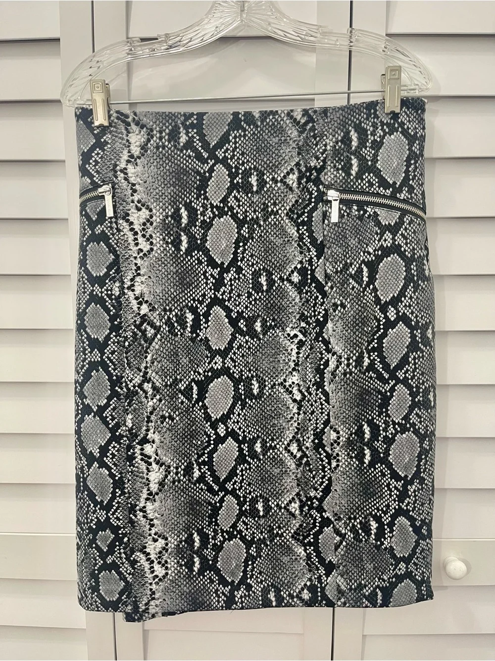 Michael Kors Snakeskin Print Pencil Skirt - Gray/Black Size 16